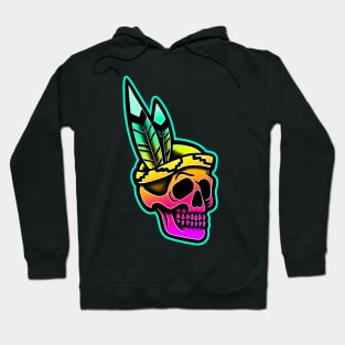 colorful native american skull Hoodie